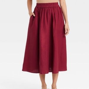 NWT. Linen Burgundy Skirt